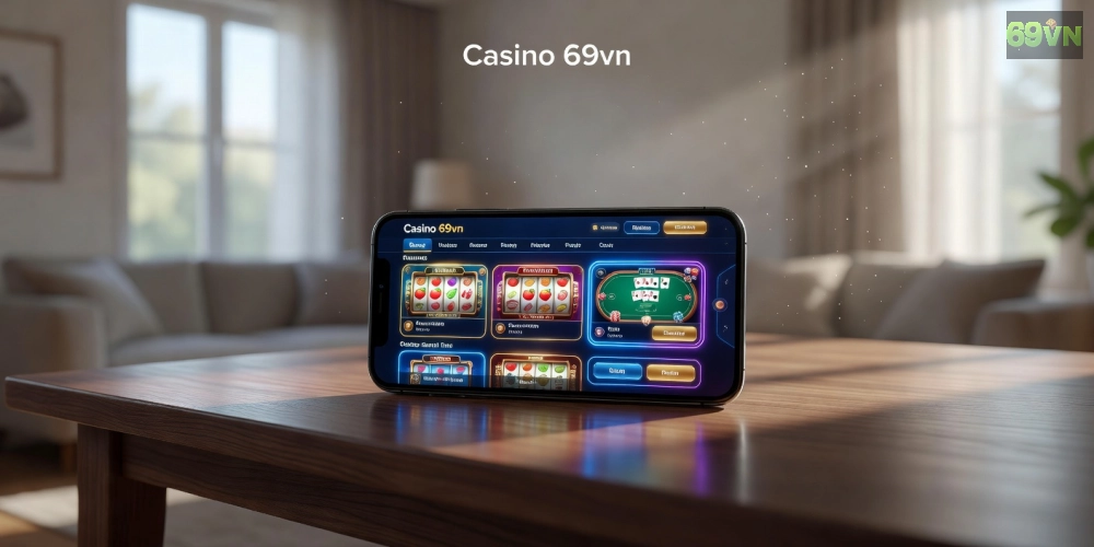 Minh họa khái niệm casino 69vn uy tín với giao diện trực tuyến hiện đại